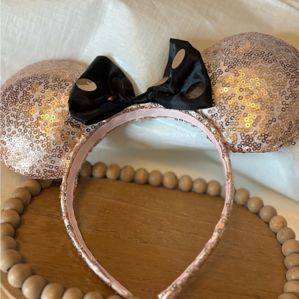 Glittery Mouse Ears Headband with Bow